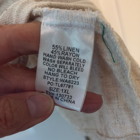 Umgee Tan Ruffled linen Blouse - Picture 5 of 5